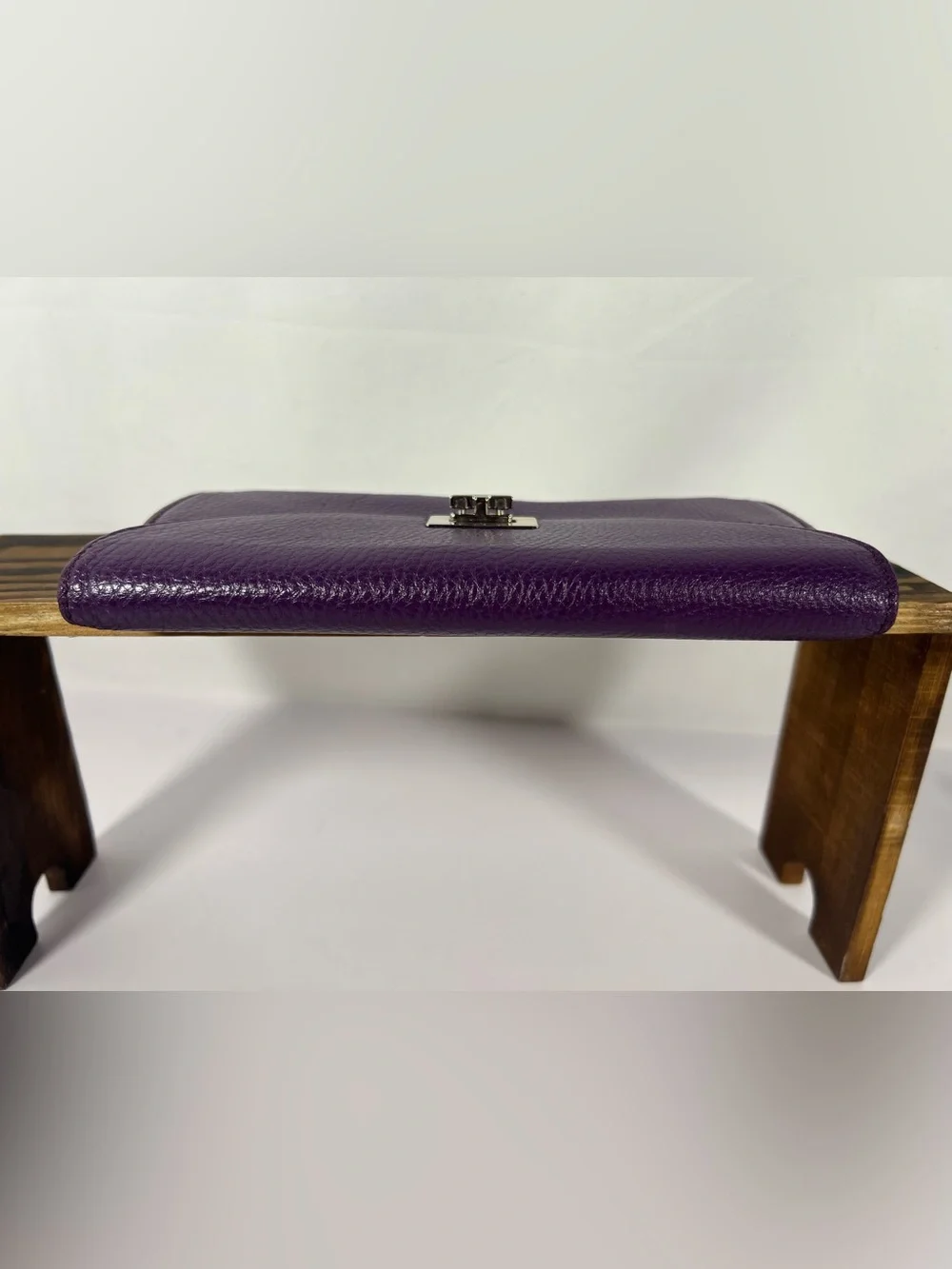 1039: Salvatore Ferragamo Gancini Continental Wallet Purple Leather